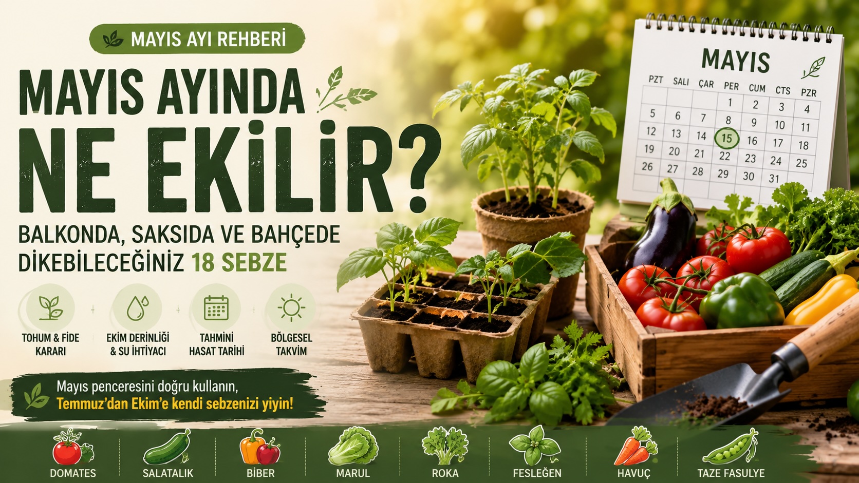 Mayıs Ayında Hangi Sebzeler Ekilir? Balkon, Saksı ve Bahçe İçin Tam Liste