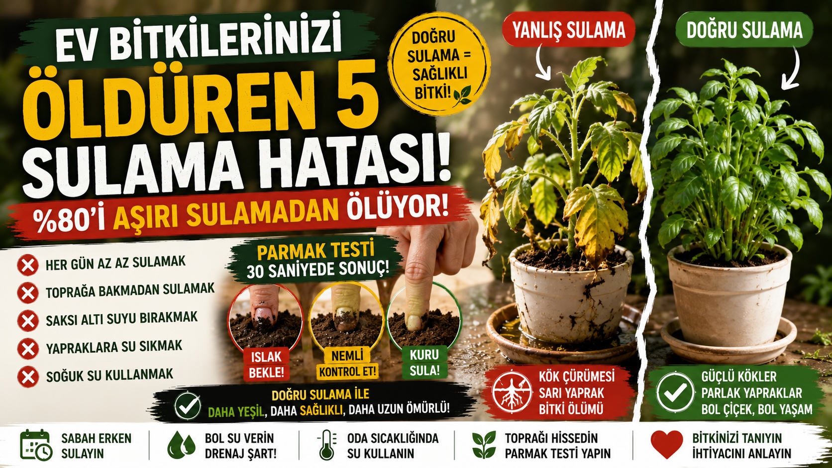 Çoğu Kişi Bu Sulama Yanlışını Yapıyor: Bitki Ölümlerinin 1 Numaralı Sebebi